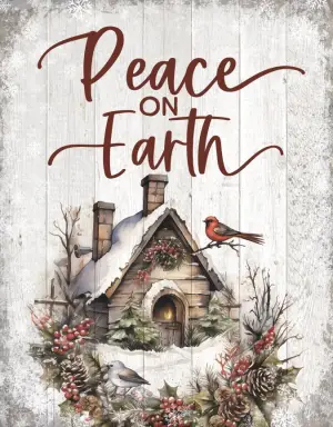 Wall Plaque-Timberland Art-Peace On Earth (11.75" x 15")