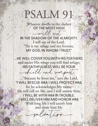 Wall Plaque-Timberland Art-Psalm 91 (11.75" x 15")