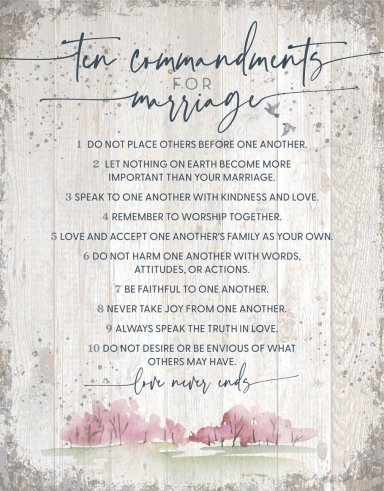 Wall Plaque-Timberland Art 11.75X15-Ten Commandments For Marriage