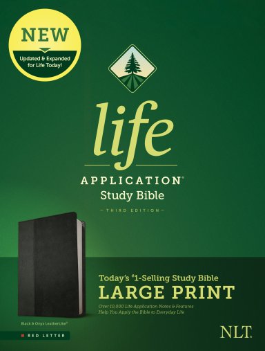NLT Life Application Study Bible, Black, Imitation Leather, Third Edition, Red Letter, Large Print, Maps, Single Column, Book Introductions, Life Application Notes