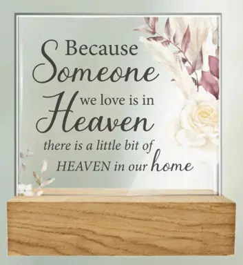 Someone In Heaven Glass Plaque with Wood Base
