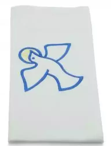 12" X 20" Baptismal Towel Blue Dove with Host - Pack 1