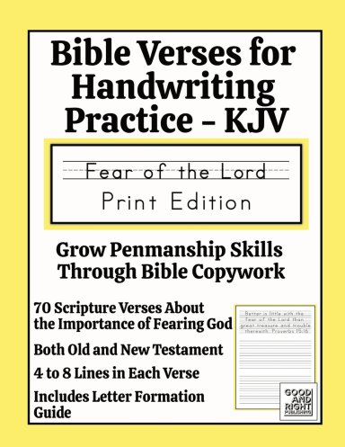 Bible Verses for Handwriting Practice - KJV: Fear of the Lord Print Edition