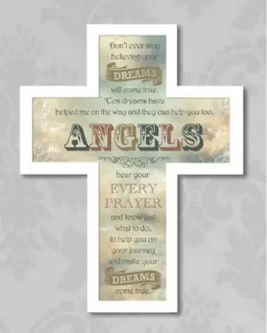 Wood Message Cross 10 3/4 inch/Angels