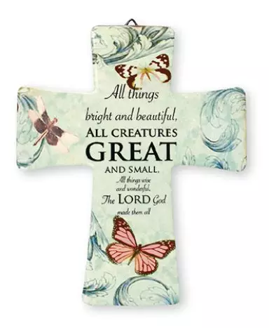 Porcelain Message Cross/All Creatures Great