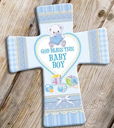 Porcelain Message Cross/Baby Boy Blessing