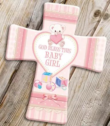 Porcelain Message Cross/Baby Girl Blessing