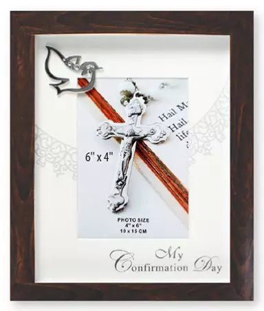 Confirmation Photo Frame/Brown Finish/Symbolic