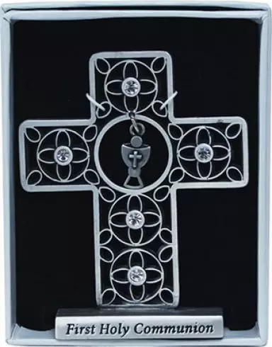 Standing 3 inch Communion Cross With Crystals