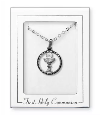 Silver Plated Circle Shape Chalice Communion Necklet