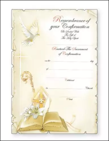 White Mitre and Dove Symbolic Confirmation Certificate