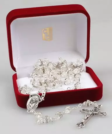 Glass Rosary/Crystal with Crystal Ring