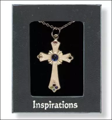 Necklet/Pearl Cross - Blue Stone