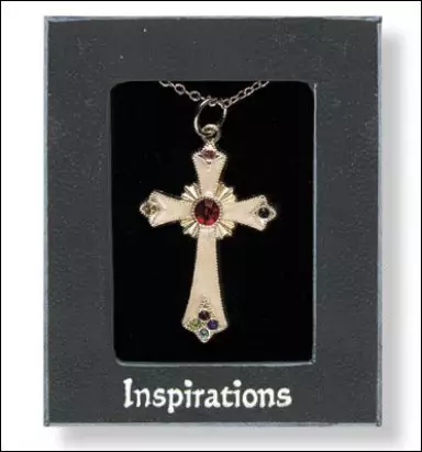 Necklet/Pearl Cross - Ruby Stone