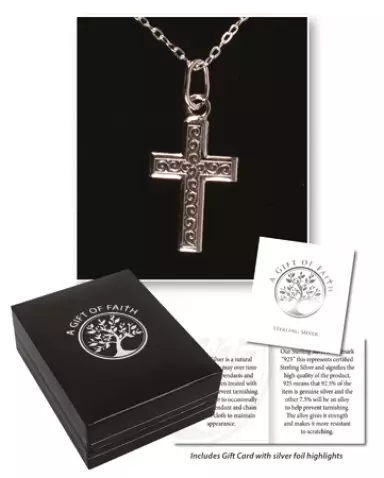 First Communion Sterling Silver Cross & Chain/Gift Boxed