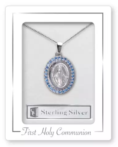 Miraculous Medal Sterling Silver Communion Necklet