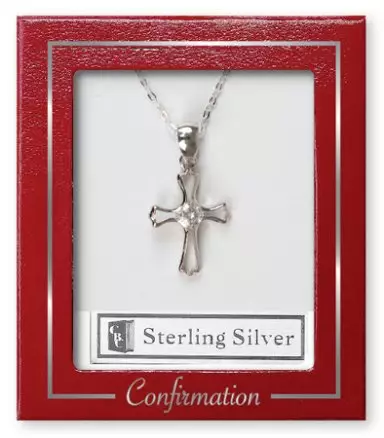 Confirmation Silver Necklet/Cross & Stone