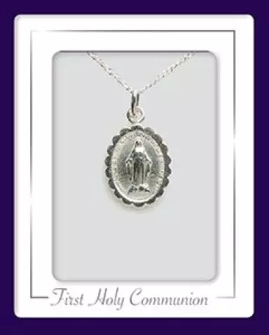 Miraculous Medal Communion Silver Necklet