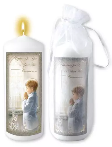 6 inch Communion Candle Boy - Gift Bagged