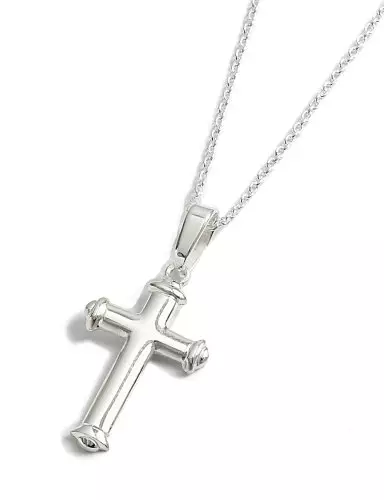 Silver Cross with Banded Tips Pendant