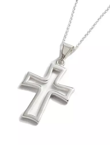 Silver Open Flared Cross Pendant