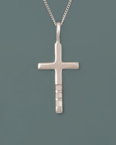 Silver Cross Inlaid with Mother of Pearl Pendant