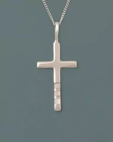 Silver Cross Inlaid with Mother of Pearl Pendant