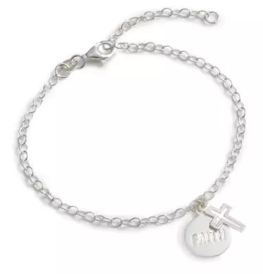 Sterling silver Faith & Cross Bracelet