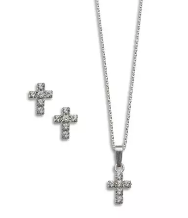 Swarovski Crystal Cross Earring & Pendant Set