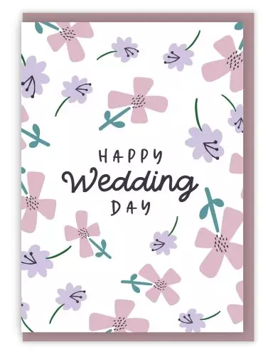 'Happy Wedding Day' (Petals) with bible verse A6 Greeting Card