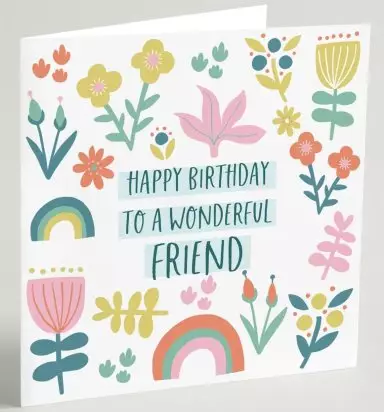 'Wonderful Friend' Birthday Card & Envelope
