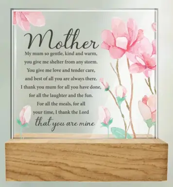 Mother Glass Plaque With Wood Base