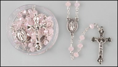 Pink Facetted Glass Rosary