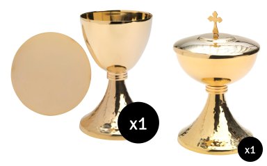 19.5cm Gold Plated Chalice & Ciborium With Paten