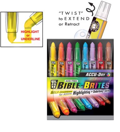Acu-Dry Bible Highlighters Brites Set Of 8