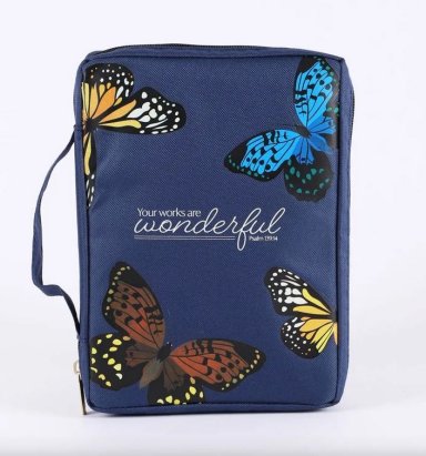 Your Works Are Wonderful Butterfly Canvas Bible Cover - Medium