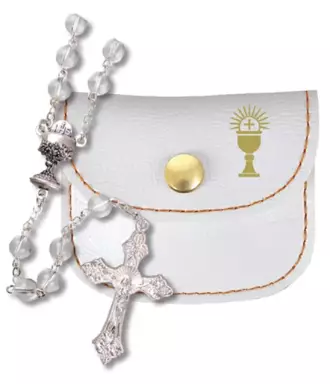 Crystal Communion Glass Rosary In Purse