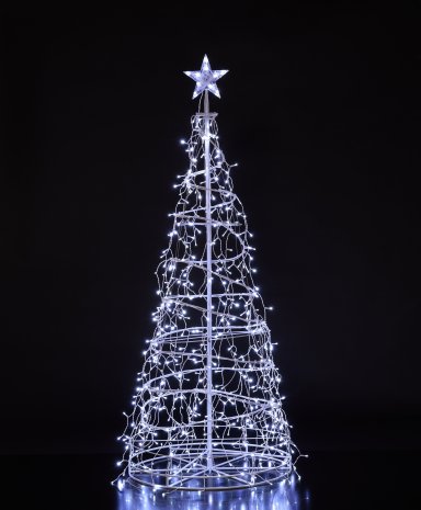 1.8m White Twinkling Icicle Spiral Tree with 535 LEDs