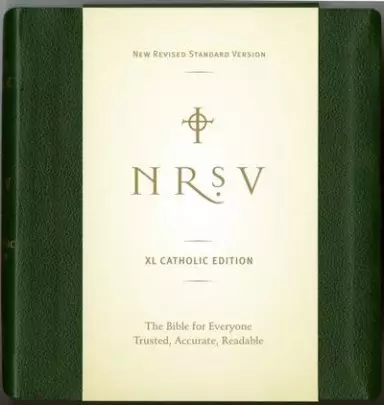 NRSV Extra Large Print Catholic Edition Green Imitation Leather Ribbon Marker Concordance Clear Text