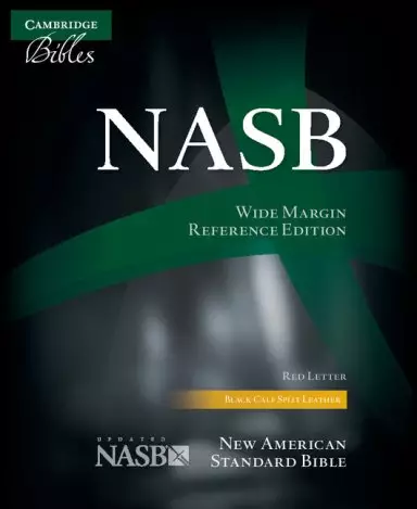 NASB Wide Margin referenceBible, Black Calfsplit Leather, Red Letter Text
