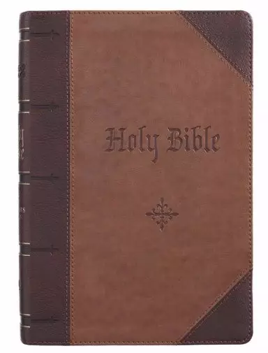 KJV Bible Giant Print Full-size Faux Leather, Brown Two-tone