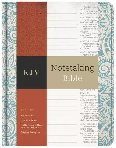 KJV Notetaking Bible, Blue Floral Cloth Over Board