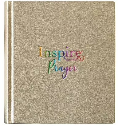 Inspire PRAYER Bible NLT, Hardback Leatherlike, Metallic Champagne Gold, Wide Margins, Illustrated, Journaling, Colour Page Edges