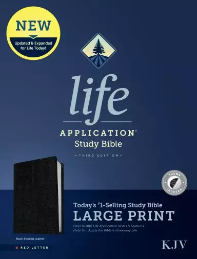 KJV Life Application Study Bible, Third Edition, Large Print (Bonded Leather, Black, Indexed, Red Letter)