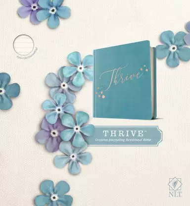 NLT THRIVE Creative Journaling Devotional Bible (Hardcover LeatherLike, Teal Blue with Rose Gold), Wide Margin, Ribbon Marker