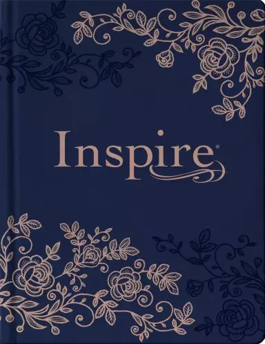 Inspire Bible NLT, Hardcover, Imitation Leather, Navy, Wide Margins, Illustrated