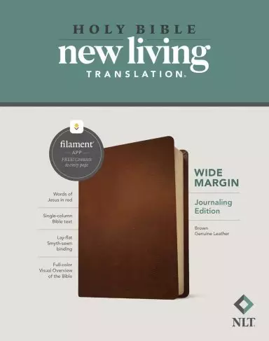 NLT Wide Margin Bible, Filament-Enabled Edition (Genuine Leather, Brown, Red Letter)