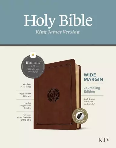 KJV Wide Margin Bible, Filament-Enabled Edition (LeatherLike, Dark Brown Medallion, Indexed, Red Letter)