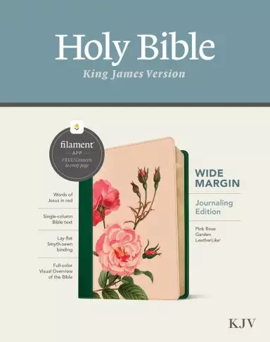 KJV Wide Margin Bible, Filament-Enabled Edition (LeatherLike, Pink Rose Garden, Red Letter)