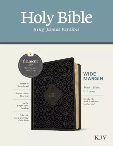 KJV Wide Margin Bible, Filament-Enabled Edition (Hardcover LeatherLike, Ornate Tile Black, Red Letter)